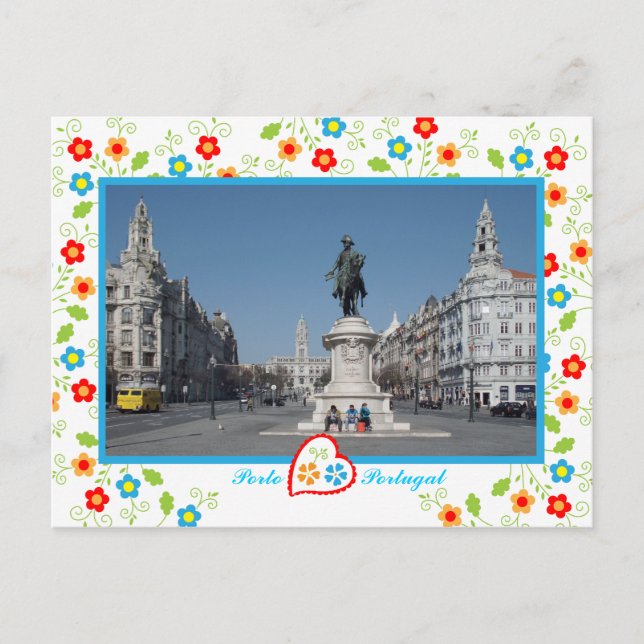 Liberty Square and Equestrian statue at Porto Postcard (Front)