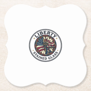 Liberty Stained Glass Patriotic Patriotic Stained  Paper Coaster