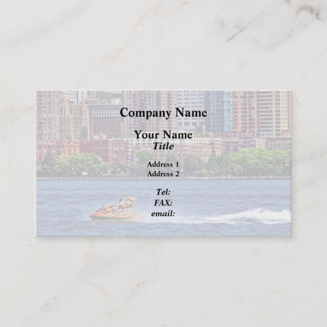 Liberty State Park - Jet Ski in Morris Canal Basin Business Card (Front)