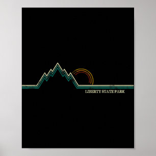 Liberty State Park New Jersey Mountain Retro  Poster