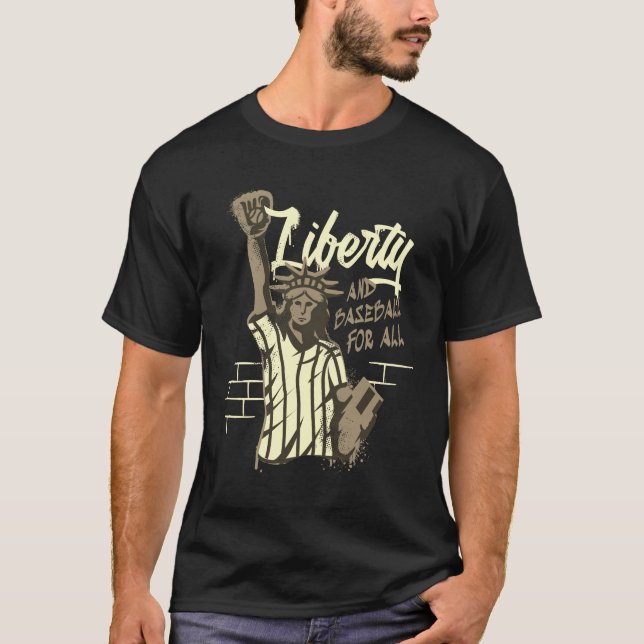 Liberty statue graffiti baseball t-shirt (Front)