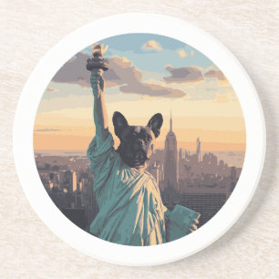 Liberty Statue–Inspired Pug Art   Iconic Freedom  Coaster