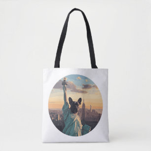 Liberty Statue–Inspired Pug Art   Iconic Freedom  Tote Bag
