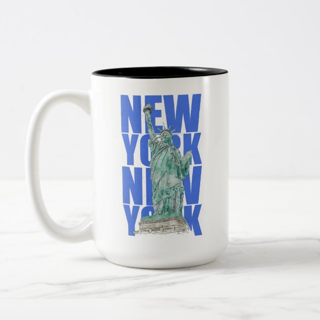 Liberty Statue New York Two-Tone Coffee Mug (Left)