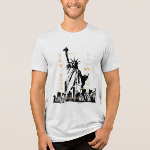 Liberty Statue Nyc Mens High Quality Short Sleeve Tri-Blend Shirt