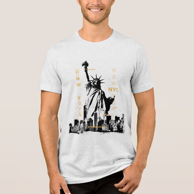Liberty Statue Nyc Mens High Quality Short Sleeve Tri-Blend Shirt (Front)