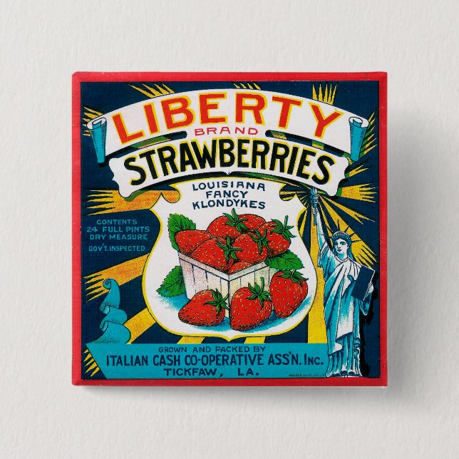 Liberty Strawberries 15 Cm Square Badge (Front)