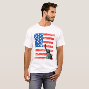 Liberty T-shirt with stars and stripes background