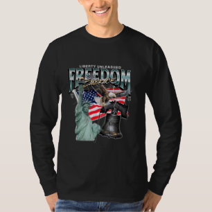 Liberty Unleashed Freedom Embrace Eagle Statue of T-Shirt