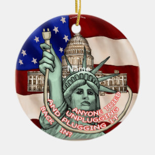 Liberty Unplug USA Ceramic Tree Decoration