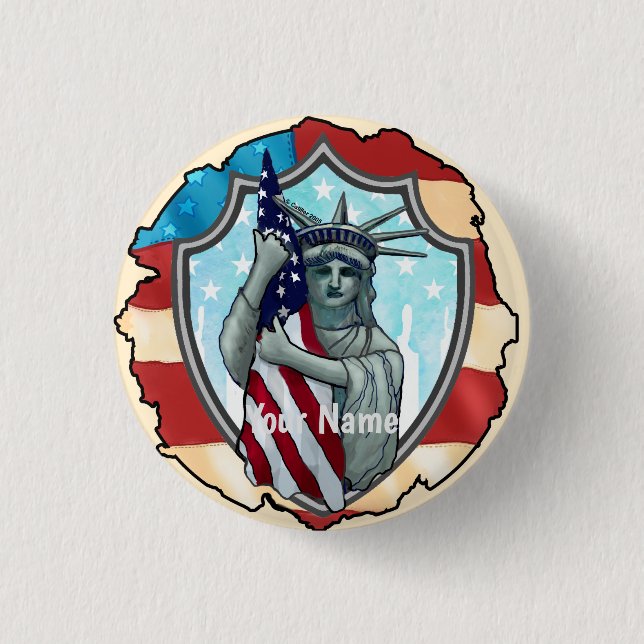 Liberty USA  3 Cm Round Badge (Front)