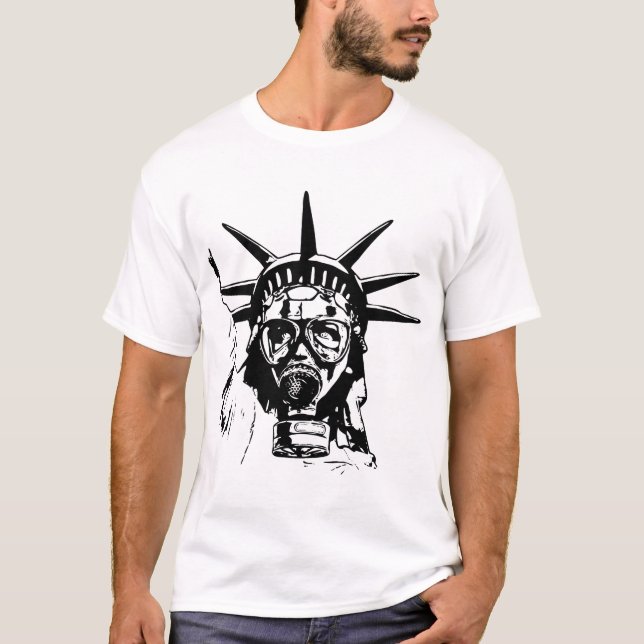 LIBERTY with Gas Mask T-Shirt (Front)