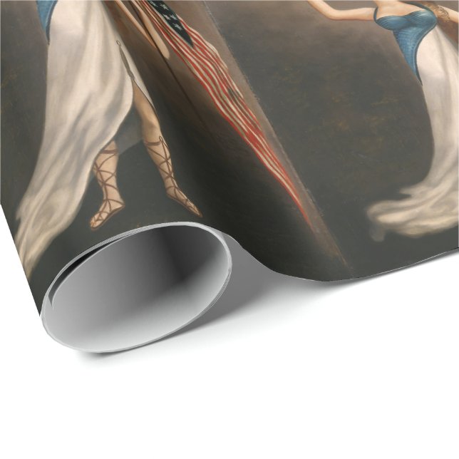 Liberty Woman Eagle American Flag USA Oil Painting Wrapping Paper (Roll Corner)