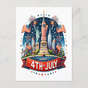 Liberty's Joyful Fourth Statue of Liberty Holiday Postcard