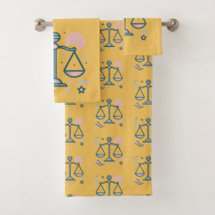 Libra, Abstract Design of the Zodiac Sign Bath Towel Set