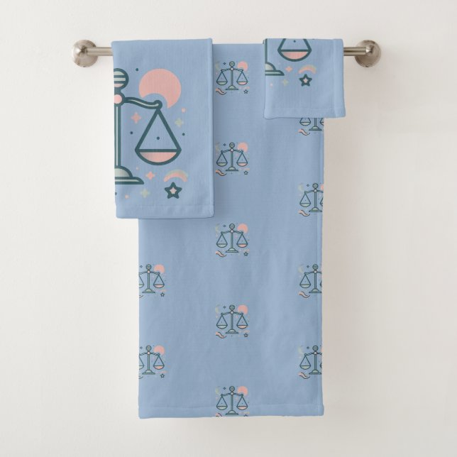 Libra, Abstract Design of the Zodiac Sign Bath Towel Set (Insitu)