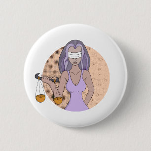 Libra and the Lady of Justice 6 Cm Round Badge