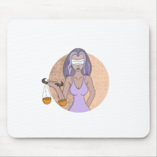Libra and the Lady of Justice Mouse Mat