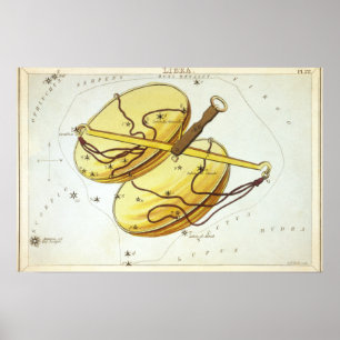 Libra Astrological Drawing Poster