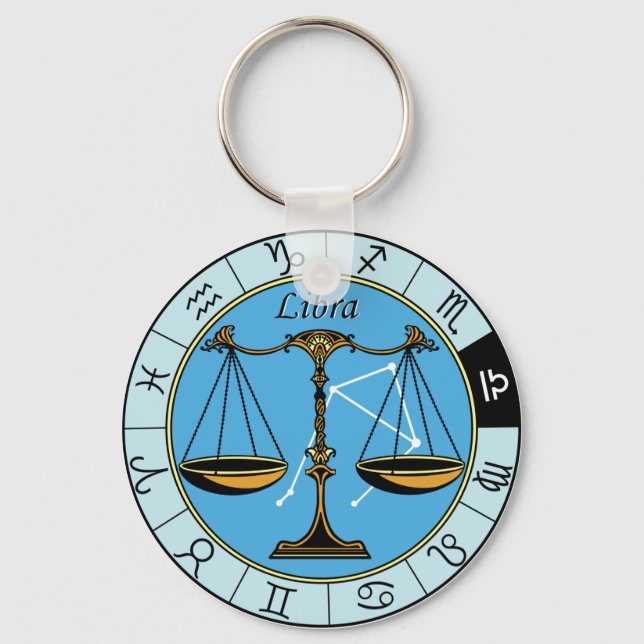 libra astrological zodiac sign key ring (Front)