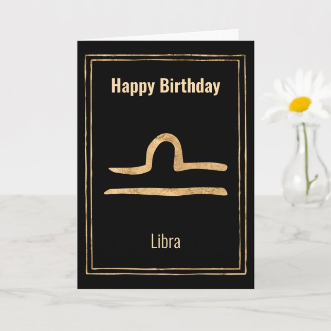 Libra astrology star sign zodiac Happy Birthday Card (Small Plant)