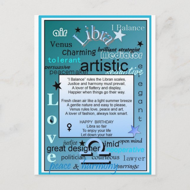 LIBRA BIRTHDAY POSTCARD (Front)
