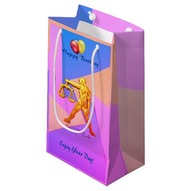 Libra  Birthday Scales Sept 23 – Oct 22 Small Gift Bag (Front Angled)