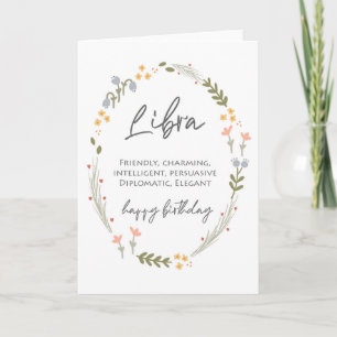 Libra Birthday Zodiac Star Sign Personalised Card