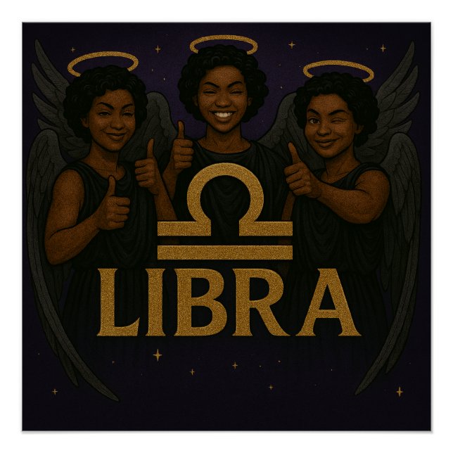 Libra Black Angel Zodiac Glossy Poster (Front)