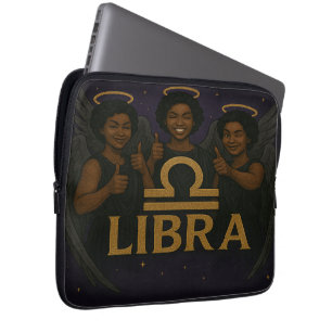Libra Black Angel Zodiac Laptop Sleeve