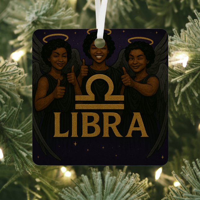 Libra Black Angel Zodiac Ornament (Insitu)