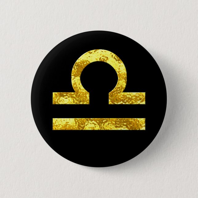 libra-black-gold-buttons 6 cm round badge (Front)