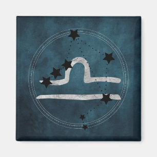 Libra black & silver zodiac constellation teal  magnet