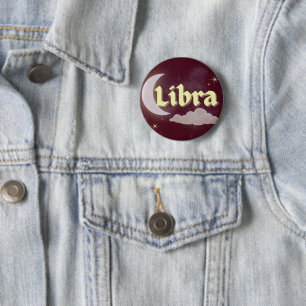 Libra Celestial Aesthetic Moon Cloud Stars Design 6 Cm Round Badge