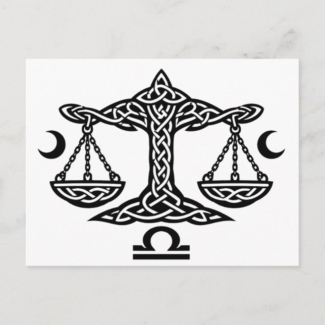 Libra Celtic Moon‑Scale Sigil | BurnsInHell Ink Holiday Postcard (Front)