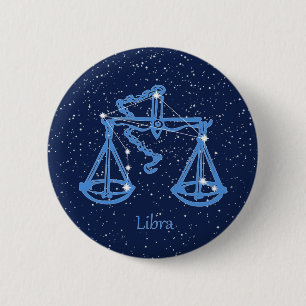 Libra Constellation and Zodiac Sign with Stars 6 Cm Round Badge