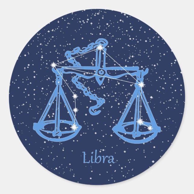 Libra Constellation and Zodiac Sign with Stars Classic Round Sticker (Front)