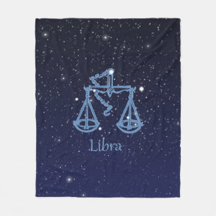 Libra Constellation and Zodiac Sign with Stars Fleece Blanket