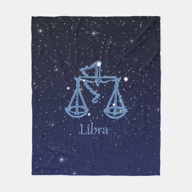 Libra Constellation and Zodiac Sign with Stars Fleece Blanket (Front)
