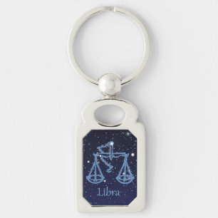Libra Constellation and Zodiac Sign with Stars Key Ring