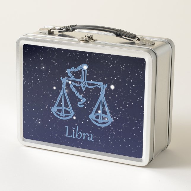 Libra Constellation and Zodiac Sign with Stars Metal Lunch Box (Front)