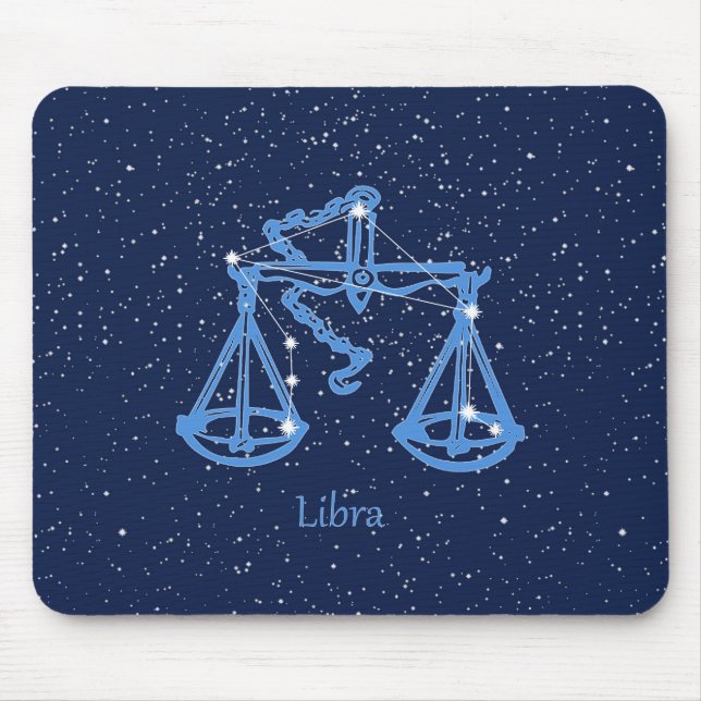 Libra Constellation and Zodiac Sign with Stars Mouse Mat (Front)