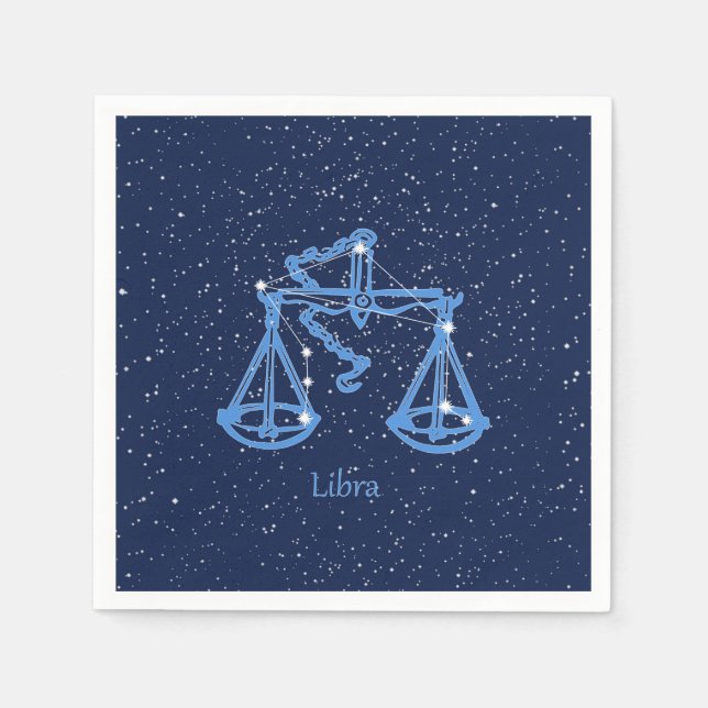 Libra Constellation and Zodiac Sign with Stars Napkin (Front)