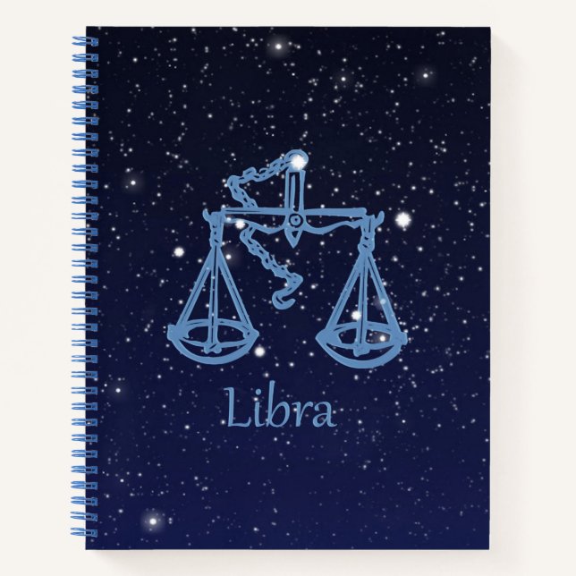 Libra Constellation and Zodiac Sign with Stars Notebook (Front)