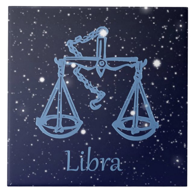 Libra Constellation and Zodiac Sign with Stars Tile (Front)