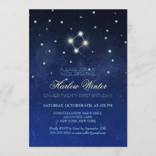 Libra Constellation Birthday Party Invitation