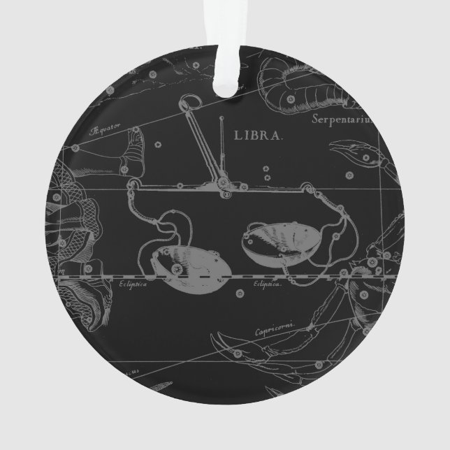 Libra Constellation Hevelius 1690 Engraving Style Ornament (Back)