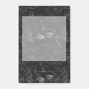 Libra Constellation Hevelius 1690 Map on Black Post-it Notes
