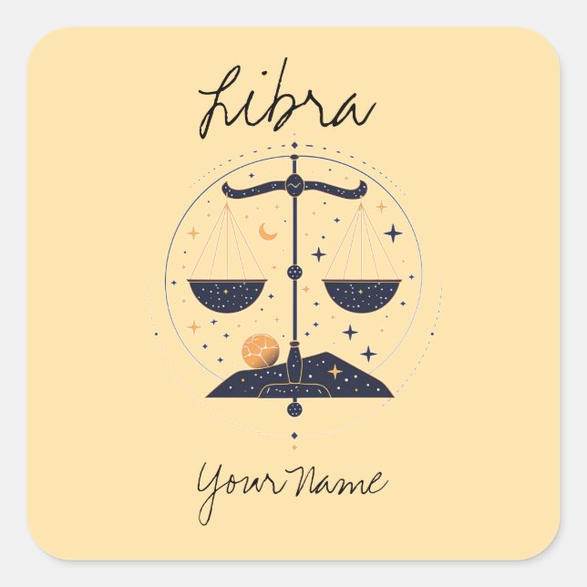 Libra Constellation Line Art Square Sticker (Front)