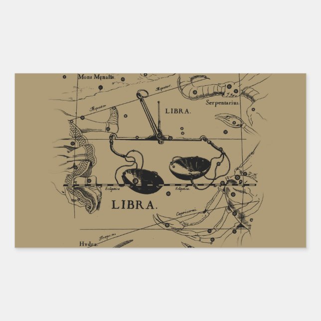 Libra Constellation Map Hevelius 1690 Decor Rectangular Sticker (Front)